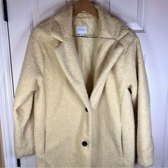 Womens Daily Ritual Teddy Bear Fleece Jacket Size Medium Light Yellow‎ - Picture 2 of 8